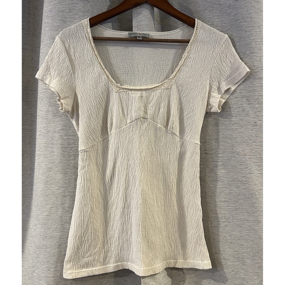 Vintage Suzie Women's Ivory Babydoll Soft Tunic Top‎ -  Size Medium Boho Fairy